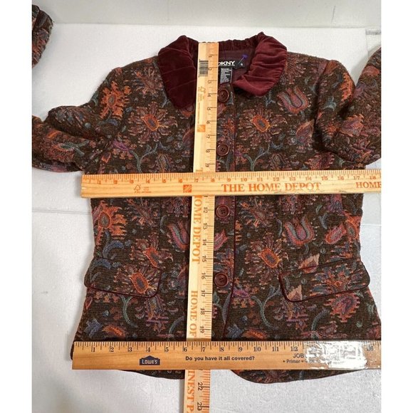 VINTAGE DKNY Coat Corduroy / Twit Multicolor Blazer Size 6 #1279 - Picture 12 of 14